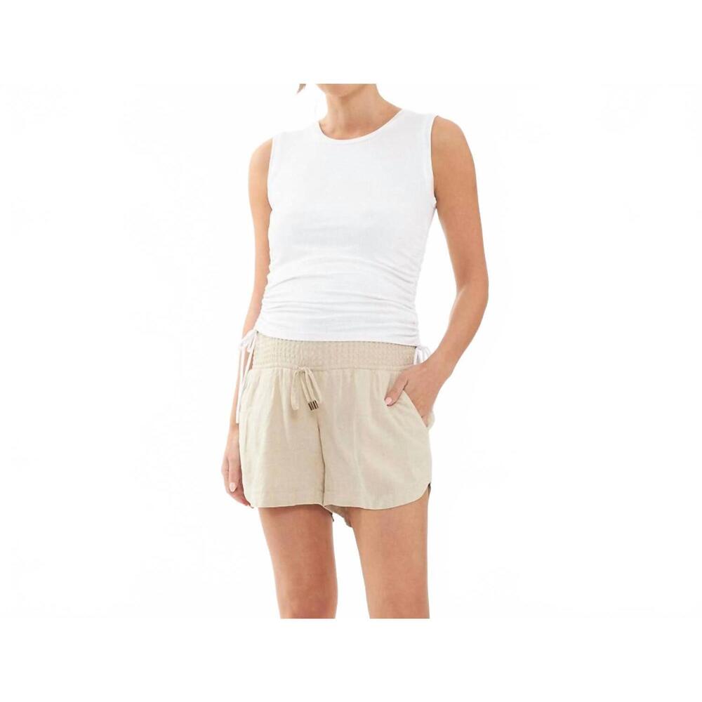 NEW RIPE indi shirred linen short in natural
